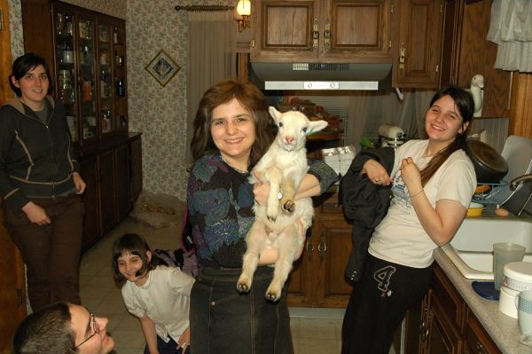 Yes, that's my kitchen.  Yes, those are my children.  Yes, that's my lamb.  His name is Chester.  I don't normally recommend bringing a lamb into the kitchen, but what can you do when it's a science experiment?  
