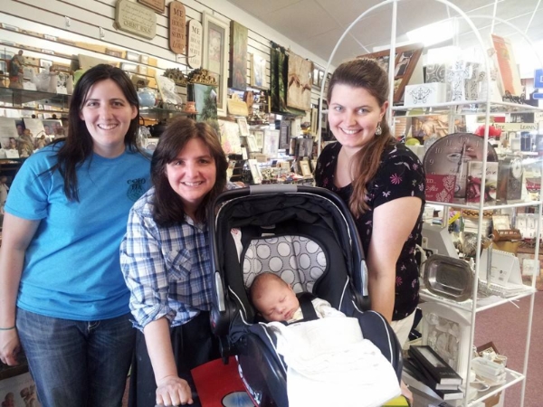 A special friend, Mary Walsh, surprised me with a visit at my Back to Basics Christian Bookstore with her precious little baby. She and I worked together to legalize the midwives before she had even met her husband. It's amazing to see the fruition of our efforts.